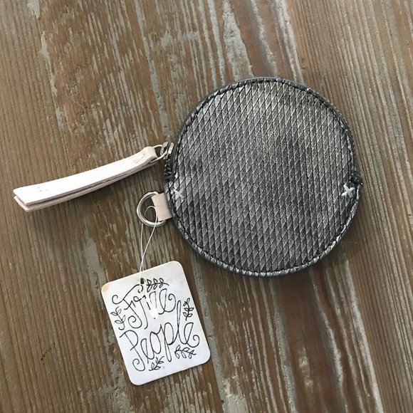 Free People Accessories - NWT Free People Round Silver Wallet With Zipper